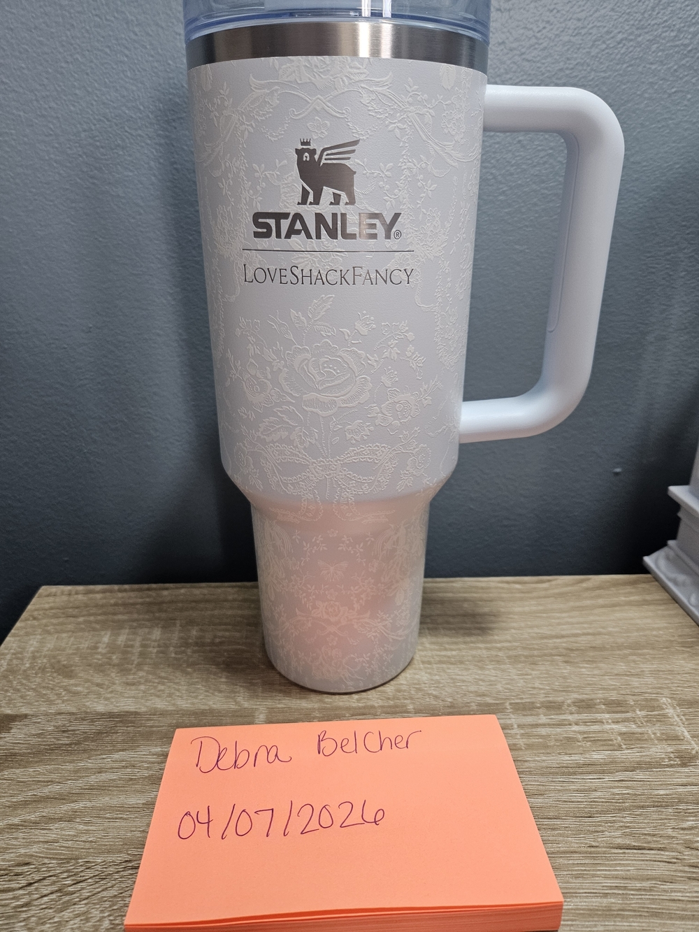Stanley White LoveShackFancy Insulated Travel Mug with Handle